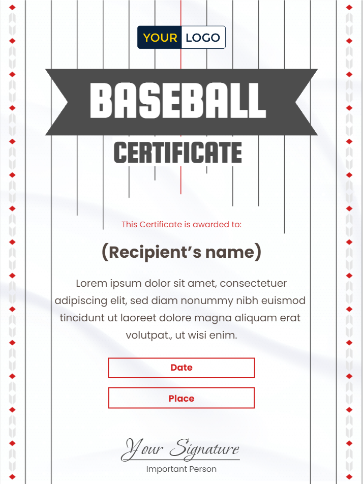 6 FREE Baseball Certificate Templates Virtualbadge.io